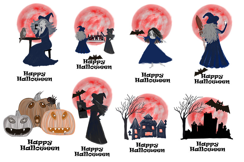 halloween-cartoon-illustrations-sticker-halloween-clipart