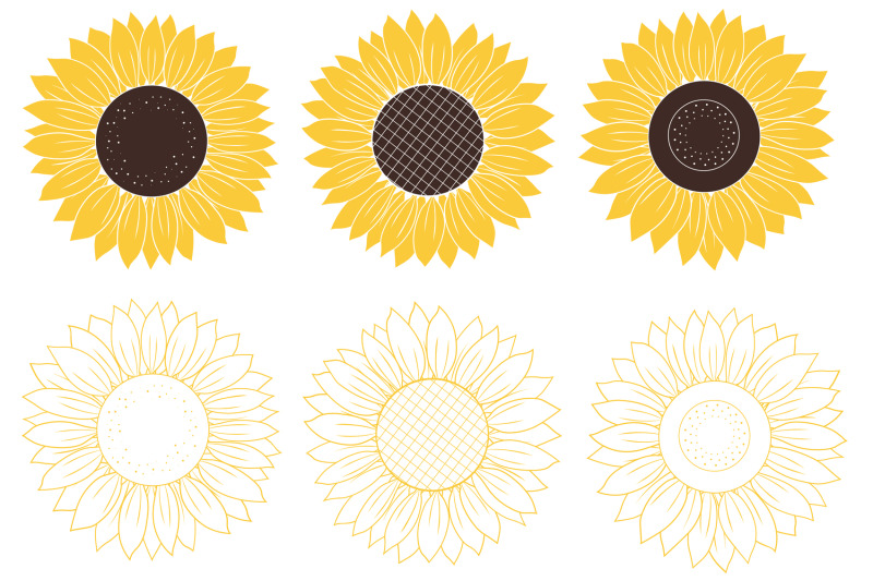 Sunflowers graphics. Sunflowers SVG. Sunflowers silhouettes By ...