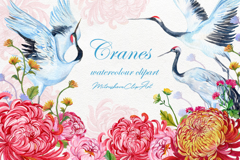 cranes-watercolor-clipart