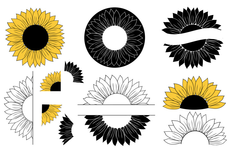 sunflower-graphic-sunflower-monogram-sunflower-svg