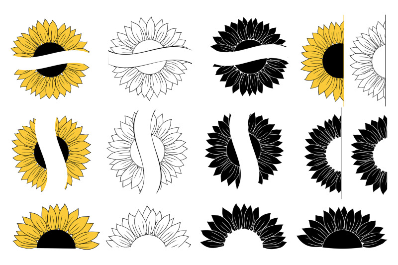 sunflower-graphic-sunflower-monogram-sunflower-svg