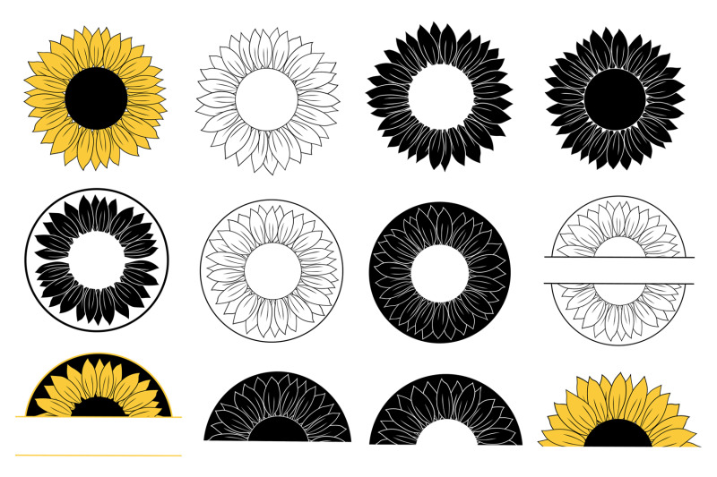 sunflower-graphic-sunflower-monogram-sunflower-svg