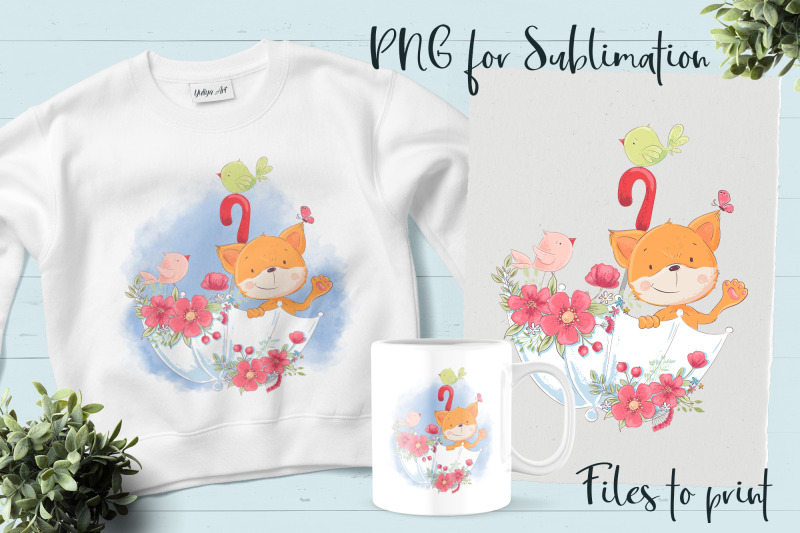 cute-fox-sublimation-design-for-printing