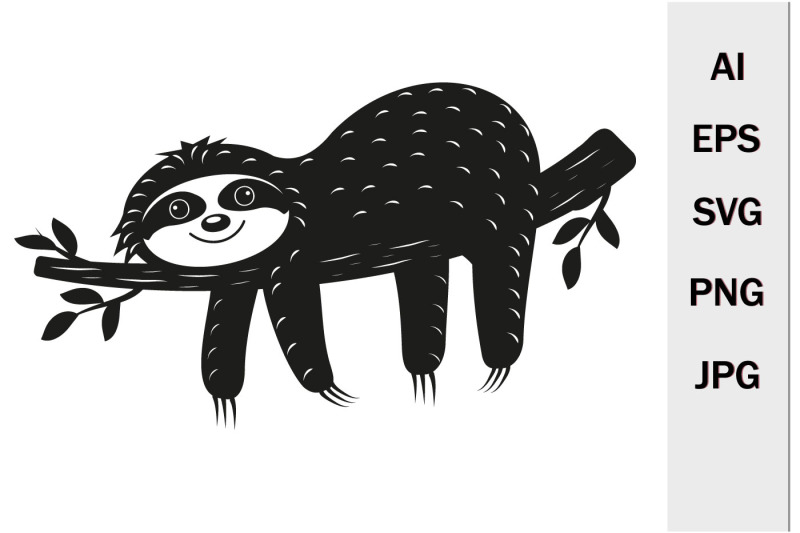 cute-animal-sloth-lying-on-a-tree-monogram-svg