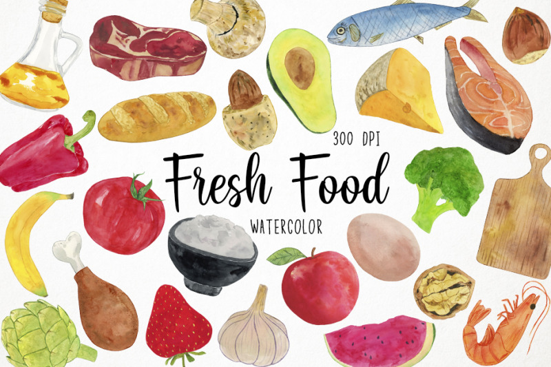 watercolor-fresh-food-clipart-organic-food-clipart-natural-food-clip