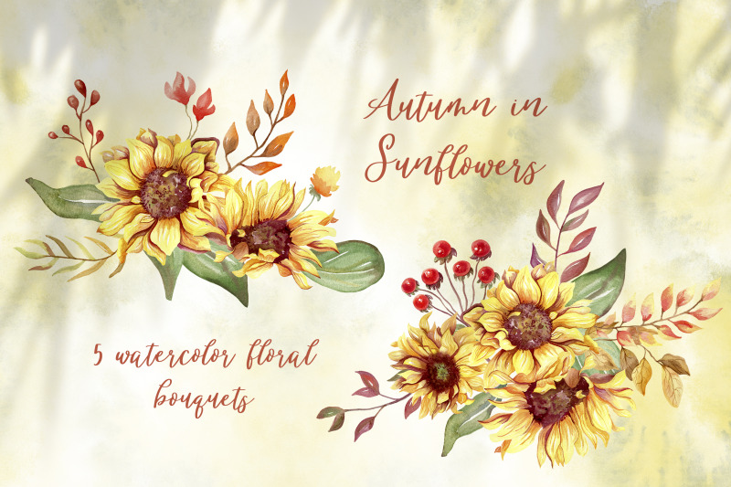 sunflower-bouquet-sublimation-png-watercolor-floral-clipart
