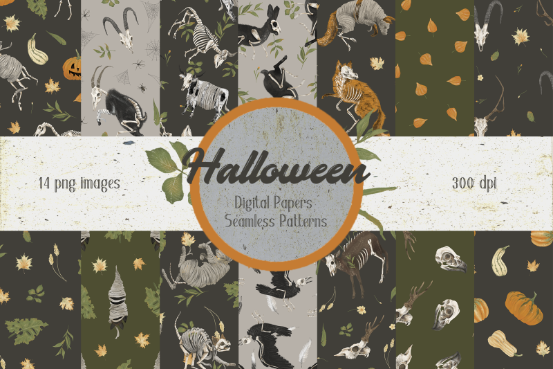 halloween-digital-papers-seamless-patterns