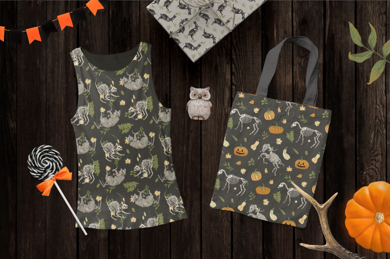 halloween-digital-papers-seamless-patterns