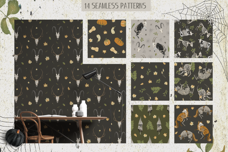 halloween-digital-papers-seamless-patterns