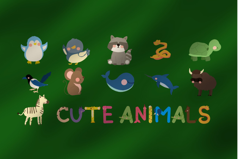 cute-26-animals-clipart-set-plus-seamless-pattern