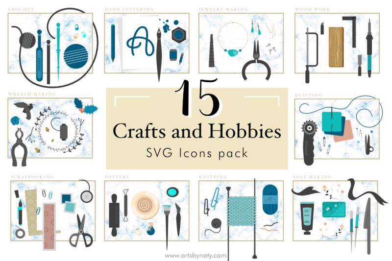 15-crafts-and-hobbies-svg-icons-pack