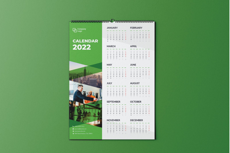 green-one-page-wall-calendar-2022