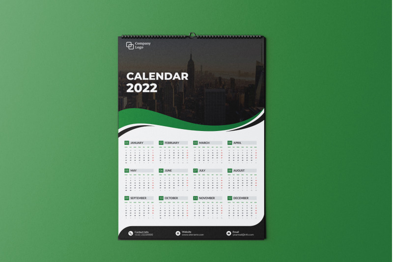 green-wave-one-page-calendar-2022