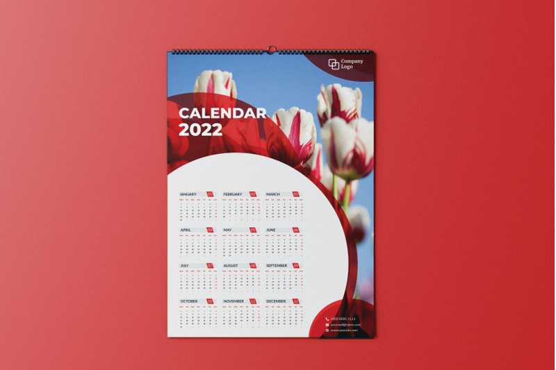 red-circle-one-page-calendar-2022