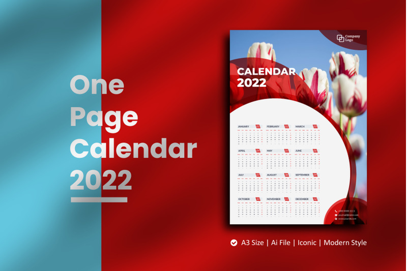 red-circle-one-page-calendar-2022