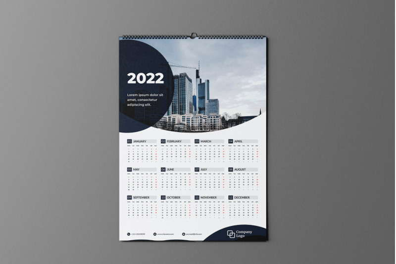 black-circle-one-page-calendar-2022