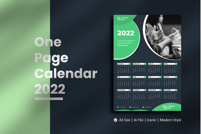 dark-green-one-page-calendar-2022