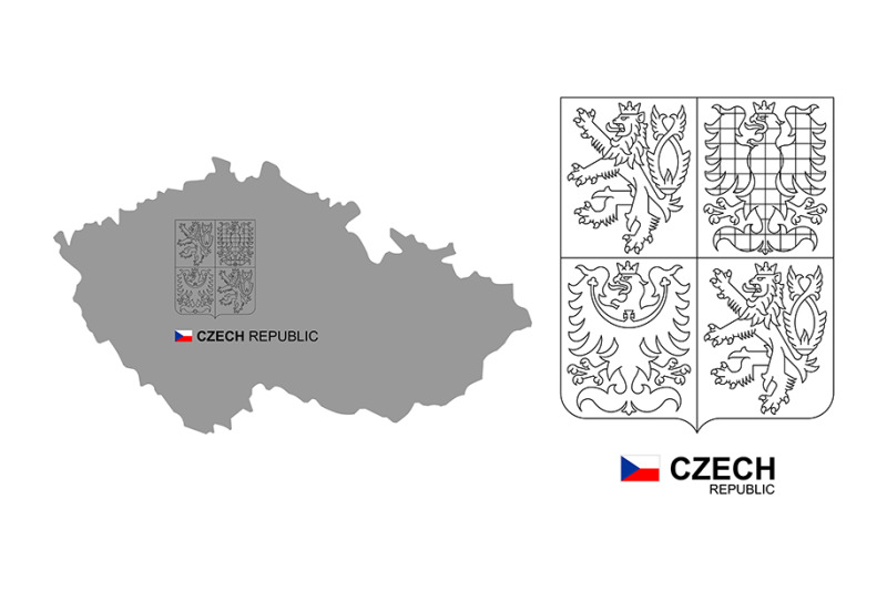 czech-republic-map-with-coat-of-arms
