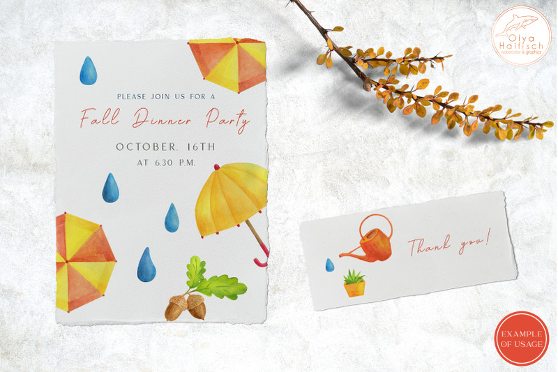 fall-clipart-png-watercolor-umbrella-clouds-raindrops-oak