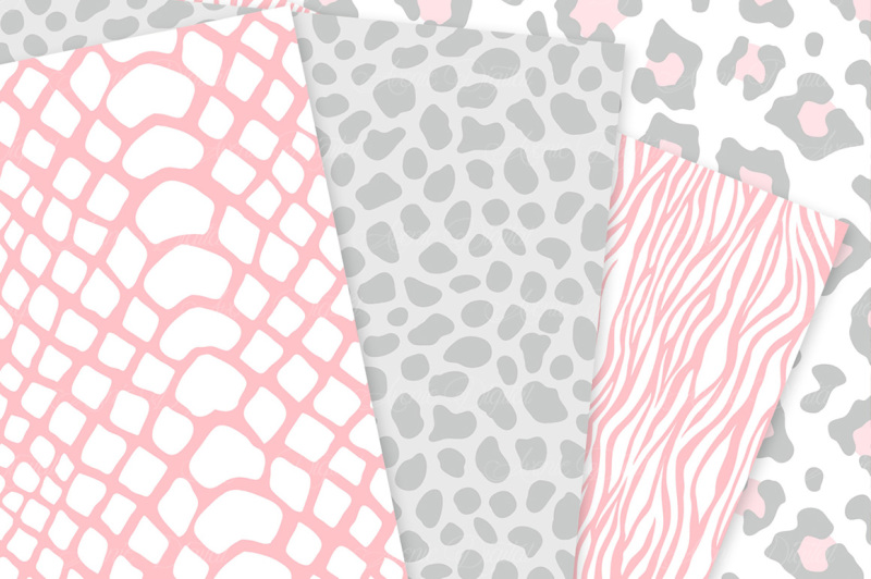 pink-and-grey-animal-prints-background-seamless-vector-patterns