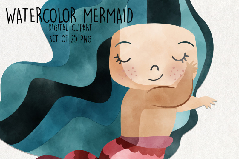 watercolor-mermaid-clipart-set-of-25