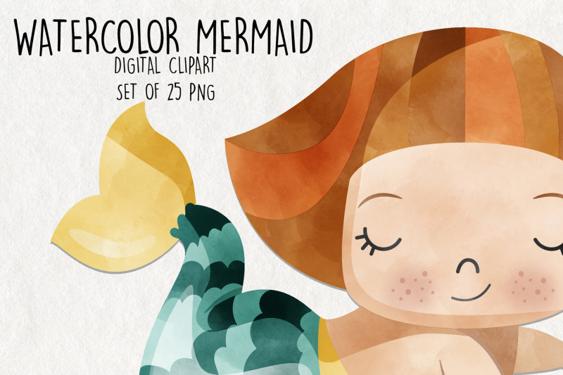 watercolor-mermaid-clipart-set-of-25