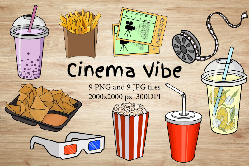 sublimation-cinema-clipart-movie-illustration-popcorn-drink