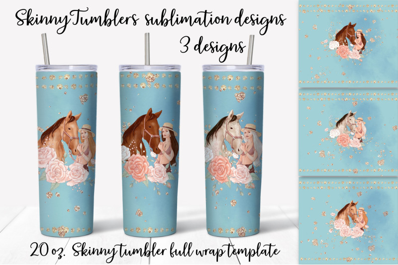 horse-sublimation-design-skinny-tumbler-wrap-design