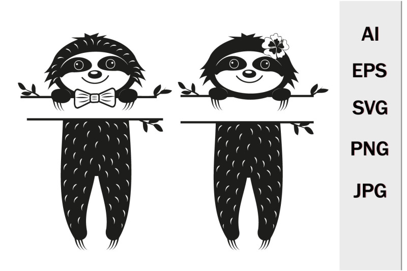 sloths-monogram-with-separator-for-text-svg-format