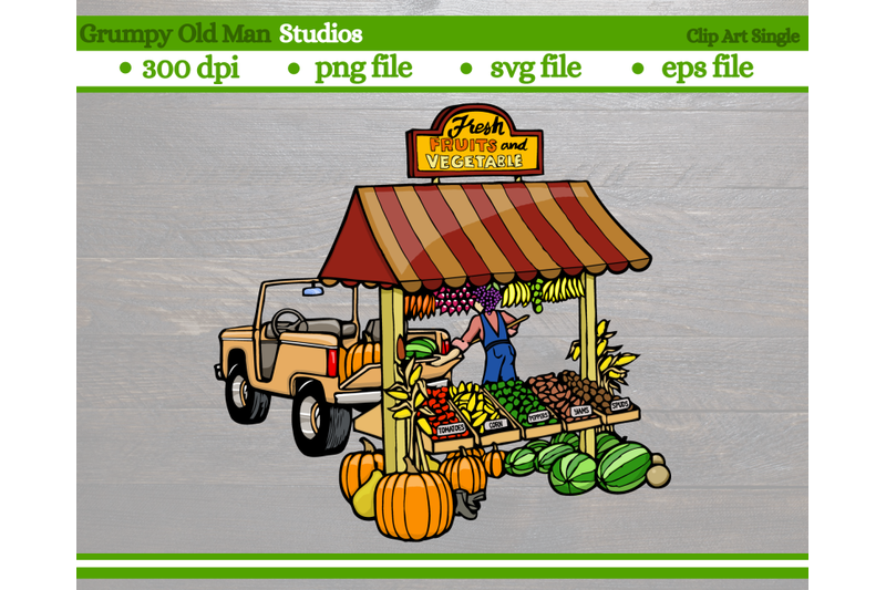 fruit-and-vegetable-stand-with-classic-truck