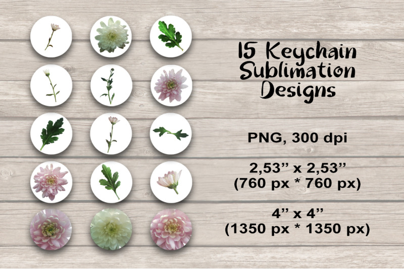 15-chrysanthemum-keychain-sublimation-png-flowers-and-leaves