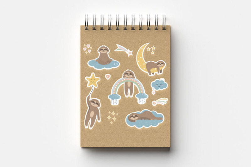 cute-characters-sloths-in-the-sky-stickers