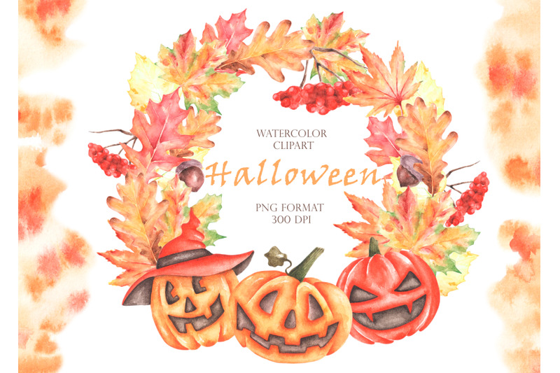 halloween-pumpkins-watercolor-frames-halloween-watercolor-clipart