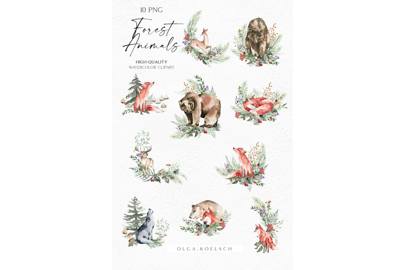 watercolor-woodland-creatures-clipart-cute-animals-clipart-forest