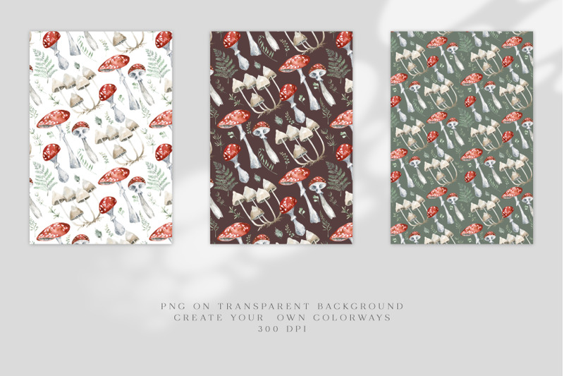 woodland-seamless-pattern-for-fabric-watercolor-mushroom-seamless