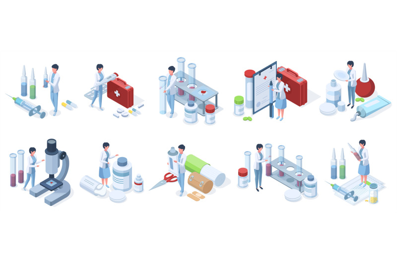 isometric-doctors-work-pharmacy-industry-laboratory-research-healthc