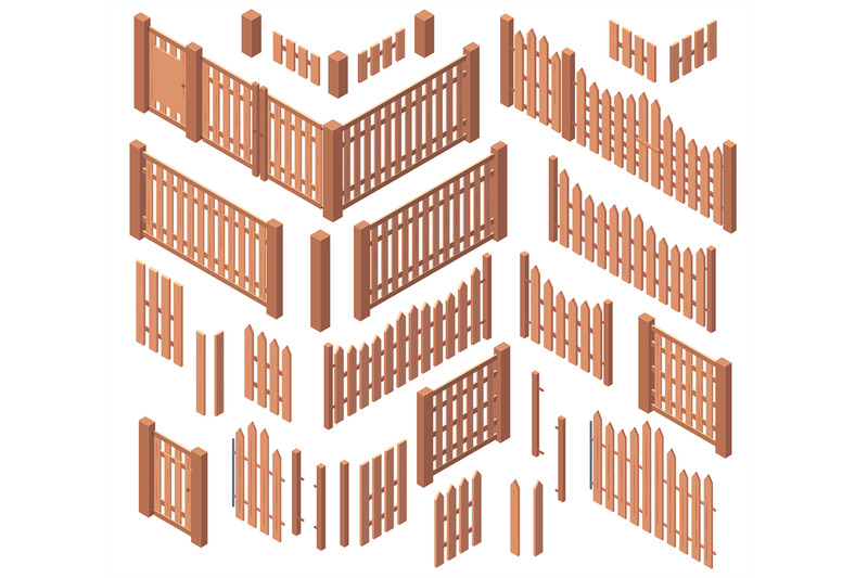 isometric-wooden-garden-farm-rough-fences-courtyard-wooden-boards-gat