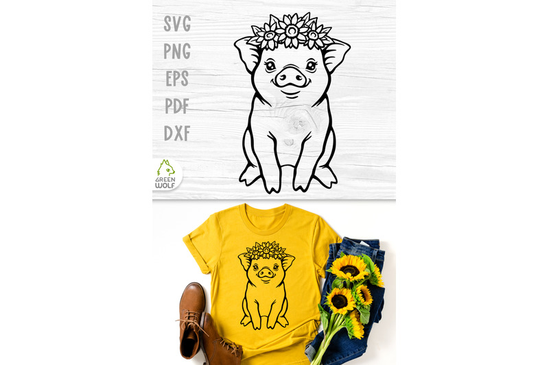 cute-pig-svg-sunflower-svg-floral-farm-animals-svg-pig-png-clipart