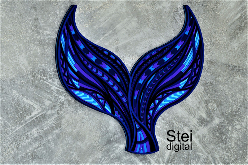 Layered mermaid tail svg, dxf cut files. By SteiDigital | TheHungryJPEG.com