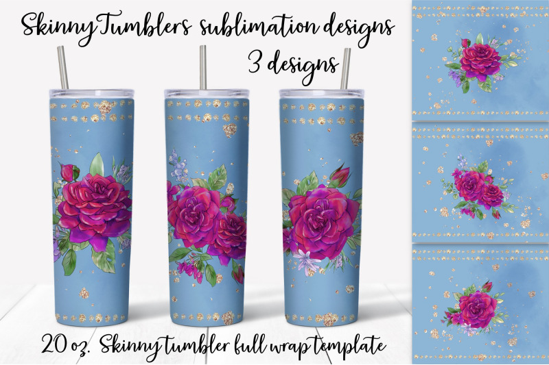 roses-sublimation-design-skinny-tumbler-wrap-design