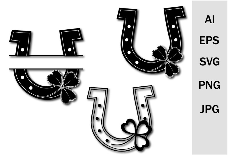 horseshoe-with-clover-stencil-monogram-svg