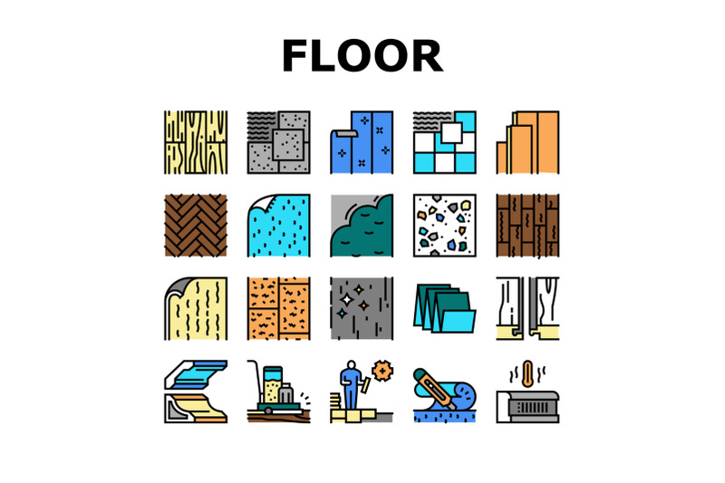 floor-installation-collection-icons-set-vector