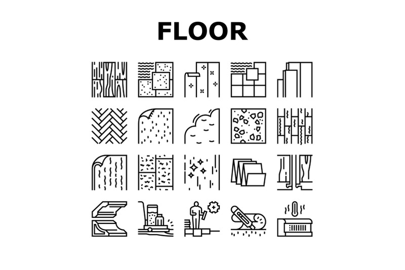 floor-installation-collection-icons-set-vector