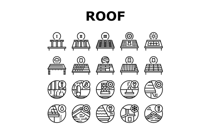 roof-replacement-job-collection-icons-set-vector