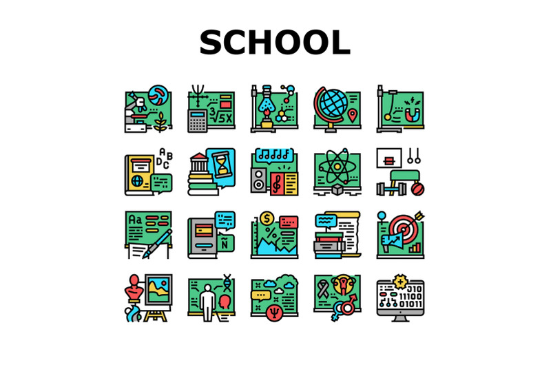 school-subjects-learn-collection-icons-set-vector