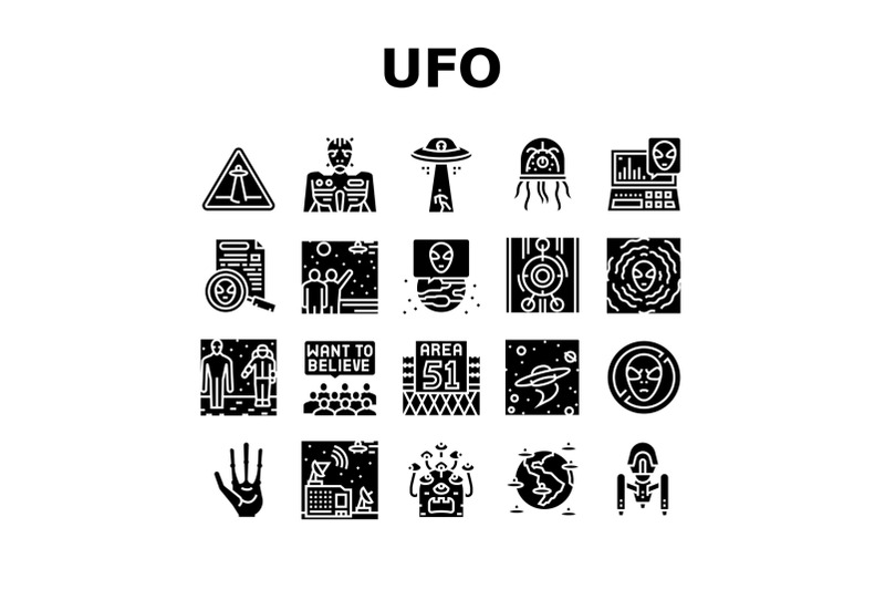 ufo-guest-visiting-collection-icons-set-vector