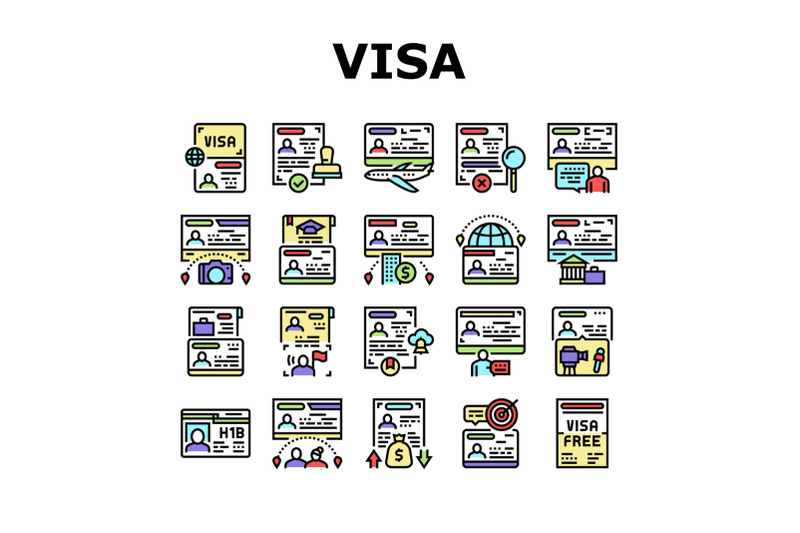 visa-for-traveling-collection-icons-set-vector