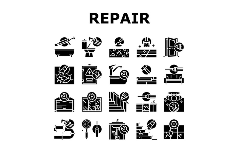 home-repair-occupation-collection-icons-set-vector