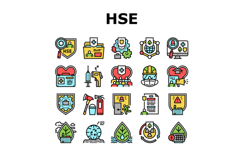 health-safety-environment-hse-icons-set-vector