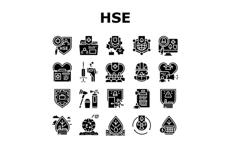 health-safety-environment-hse-icons-set-vector